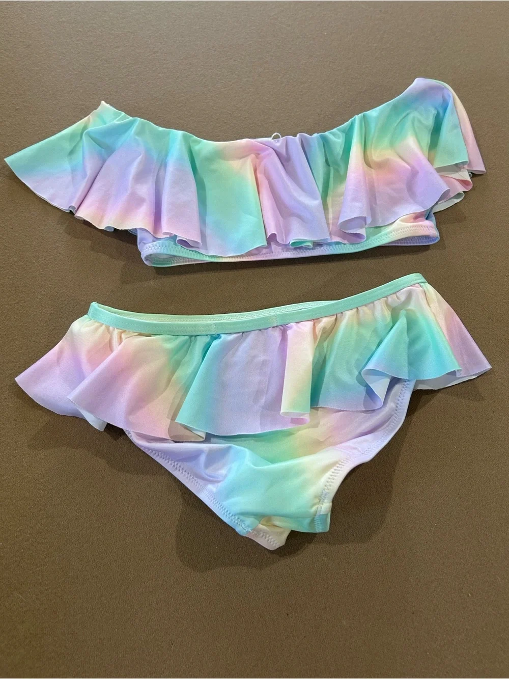 Stella Cove Pastel Rainbow Ruffle Bikini - Pink, Purple, Green, Blue